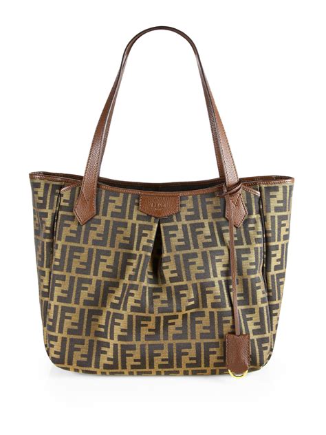 fendi brown authentic tote handbag purse|dark brown Fendi fabric.